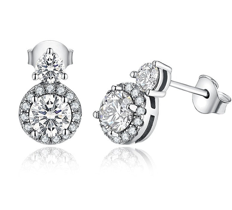 VVS1 D Color Round Cut 5.0MM Women’s Earring Test Passed Moissanite Diamond 925 Sterling Silver Earrings Fine Jewelry