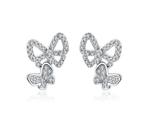 New Moissanite Earrings Christmas Butterfly Suit Stud Earrings for Women 925 Sterling Silver Sparkling Wedding Jewelry