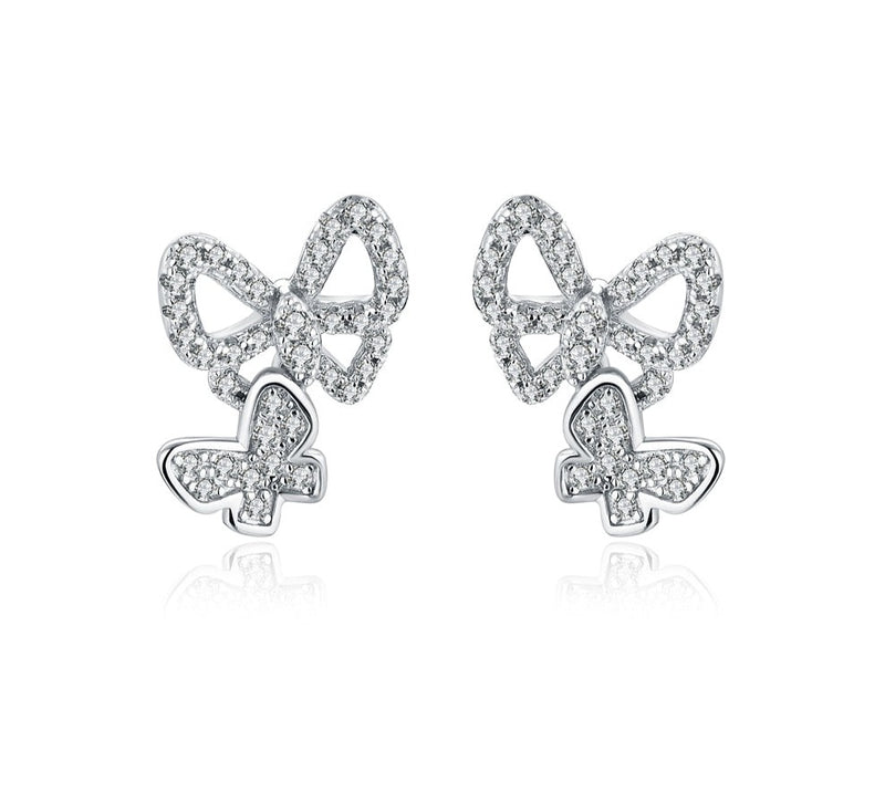 New Moissanite Earrings Christmas Butterfly Suit Stud Earrings for Women 925 Sterling Silver Sparkling Wedding Jewelry