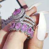 Pink Color Cushion Ringset 