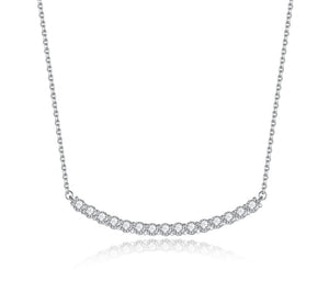 0.9Ct Moissanite Choker Necklace 925 Sterling Silver Women Brilliant Lab Diamond Smile Bar Pendant Wedding Party Jewelry