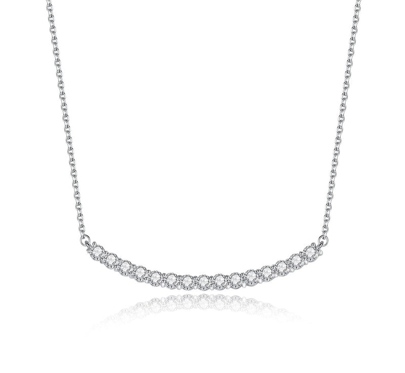0.9Ct Moissanite Choker Necklace 925 Sterling Silver Women Brilliant Lab Diamond Smile Bar Pendant Wedding Party Jewelry