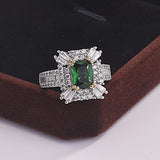 Princess Cut Green Stone Ring