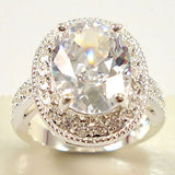 Large Round Pink CZ Diamond Stone Diamond Ring In Sterling Silver