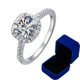 925 Sterling Silver Round Brilliant Cut Moissanite Engagement Ring
