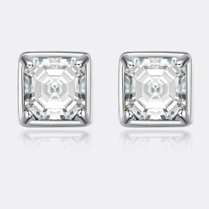 925 Asscher Cut Moissanite Earrings