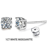 1 Carat White Moissanite Diamond Stud Earrings