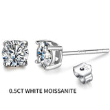 0.5 Carat White Moissanite Diamond Stud Earrings