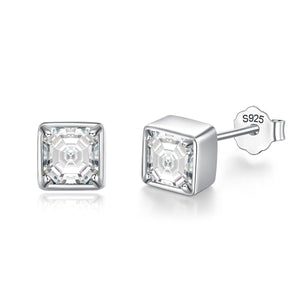 925 Asscher Cut Moissanite Earrings