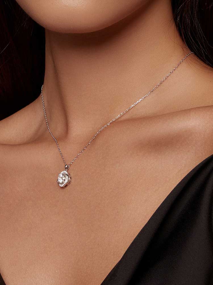 925 Sterling Silver Lucky Four Clover Moissanite pendant